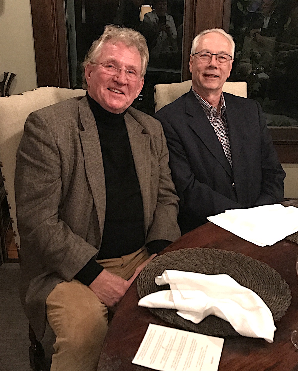 Paul Barber, left, and Alan Carmichael catching their breath after that fabulous repast.