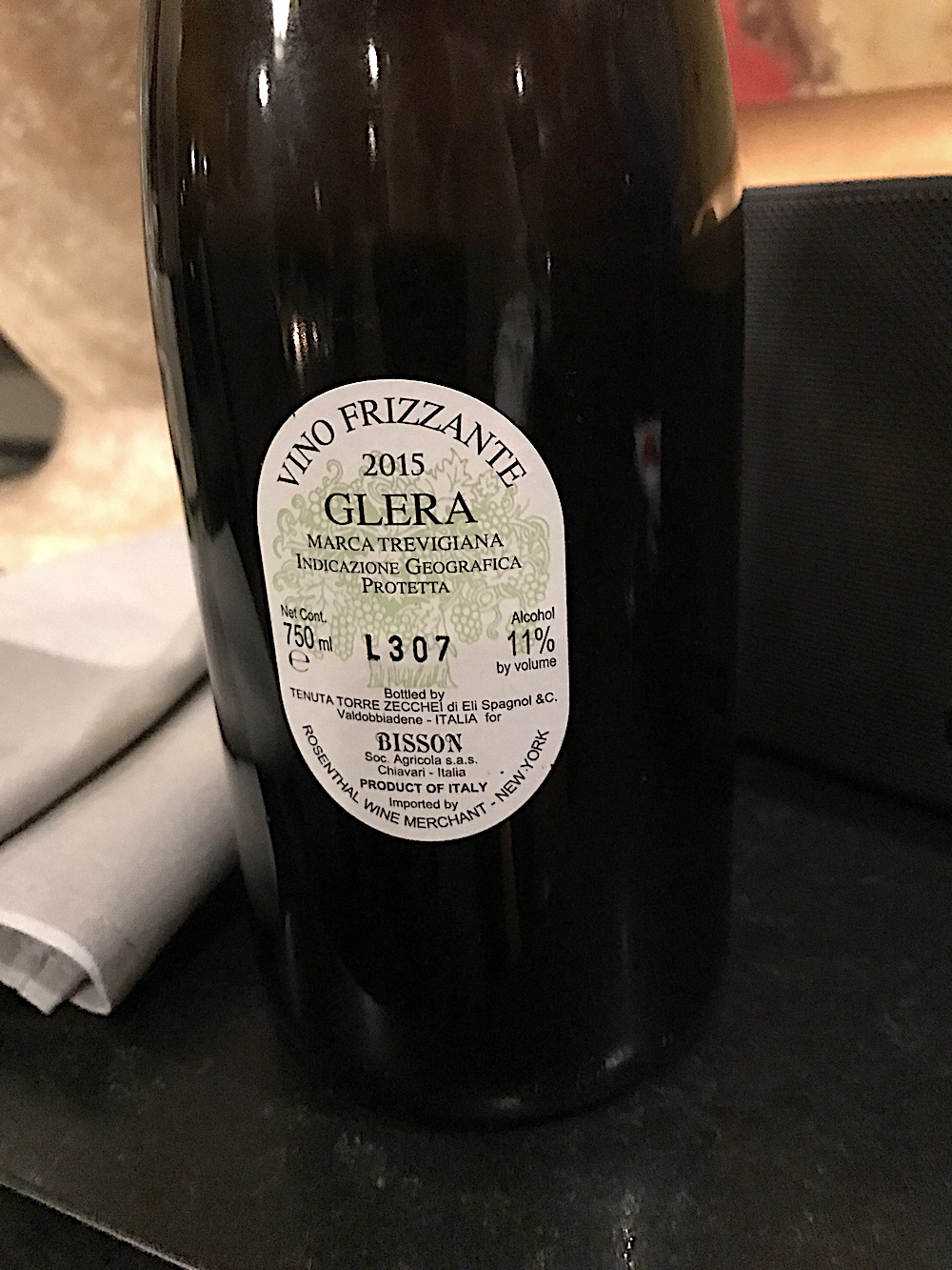 This wonderful morsel was paired with Prosecco. In this case a 2015 Glera Frizzante from Treviso, Italy.