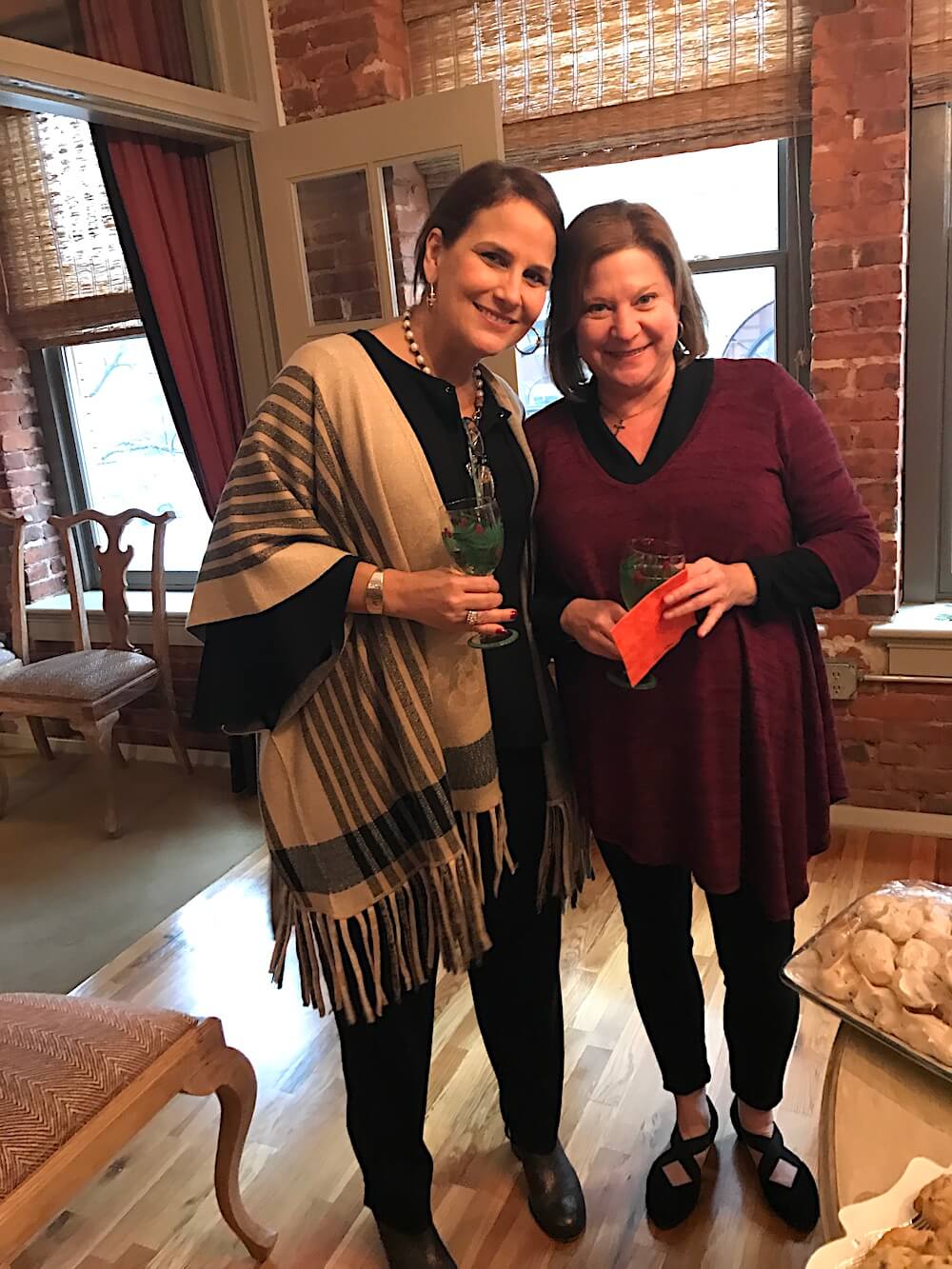 Janet Testerman, left, and Susan Brown. Susan, who doesn't bake, instead contributes by serving as our bartender, which is an important job at this event.