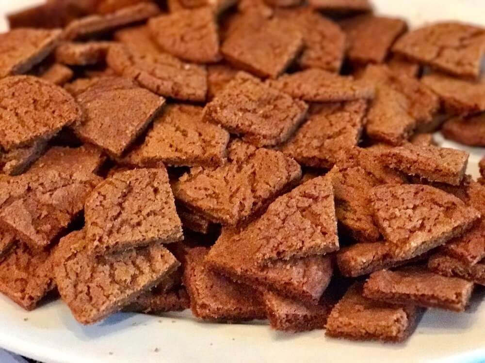 Ellen Robinson brought the most unusual cookie: bacon fat ginger snaps. When you first bite into them, they taste like ginger. But then the bacon flavor rises up and takes over. The leftovers were a big hit with the guys at the office.