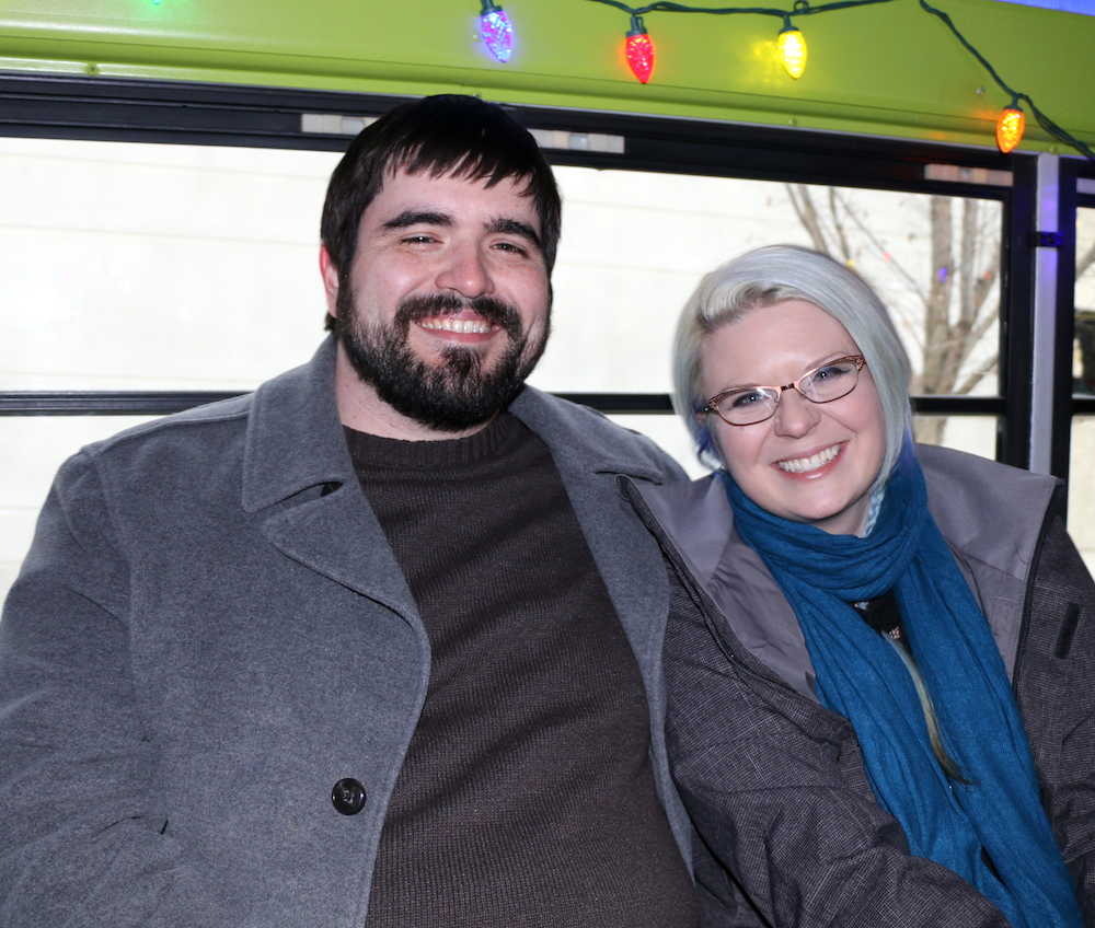 Moxley Carmichael graphic designer Jessica Ray and her husband, Greg Schell. (Photo by Pam Rhoades)