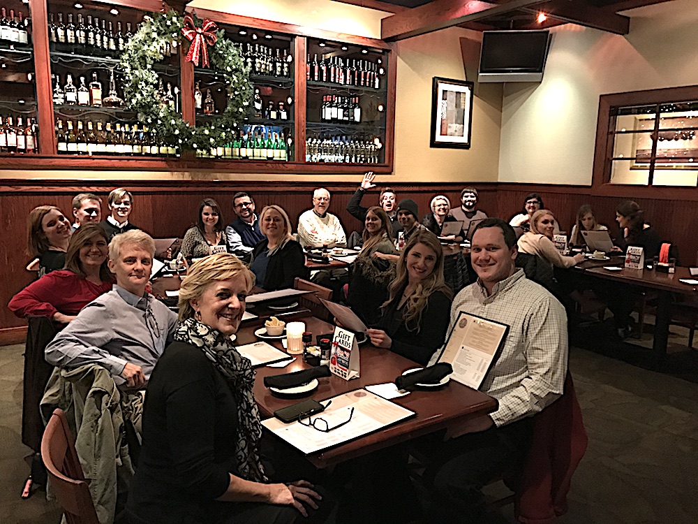 Here's the Moxley Carmichael team celebrating the holidays in Bullfish, a convivial eatery in Pigeon Forge.