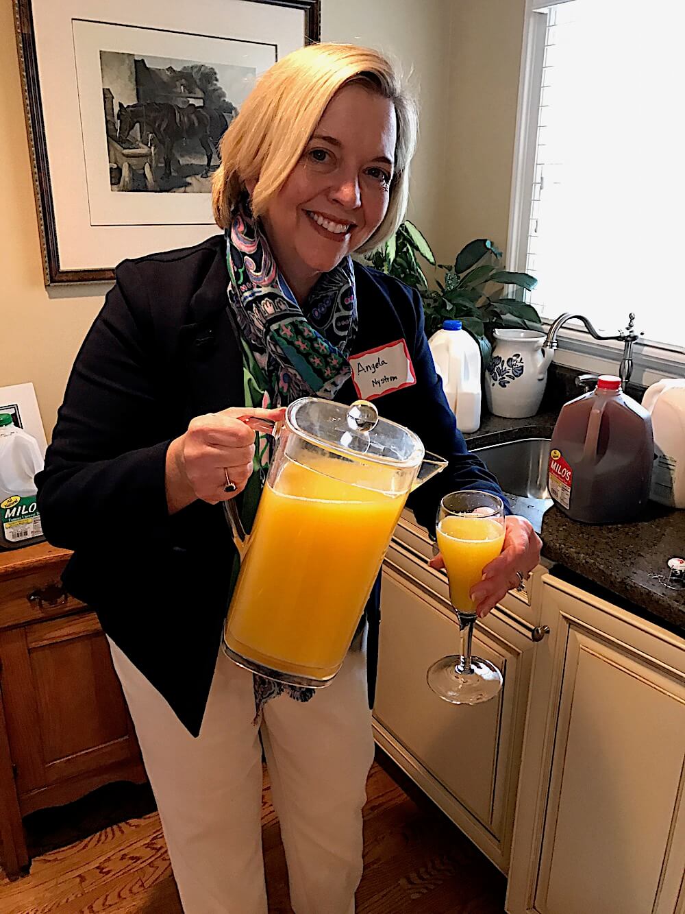Mimosas to start! Angelia Nystrom was in charge of that pleasant task.