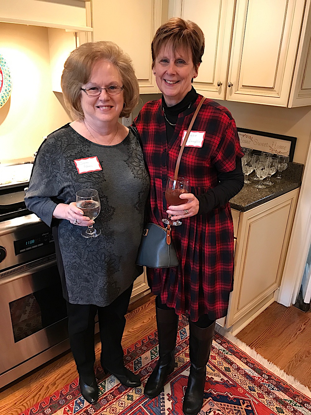 Diane Adams, left, and Linda McLaughlin waiting for class to start.