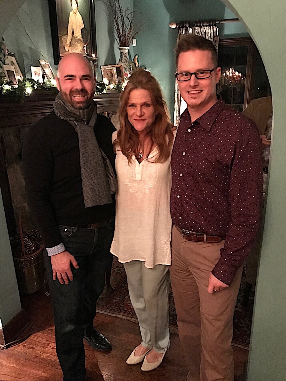 Jeffrey Stanley, left, and David Byrd posed with the guest of honor. David is managing director of Clarence Brown Theatre.