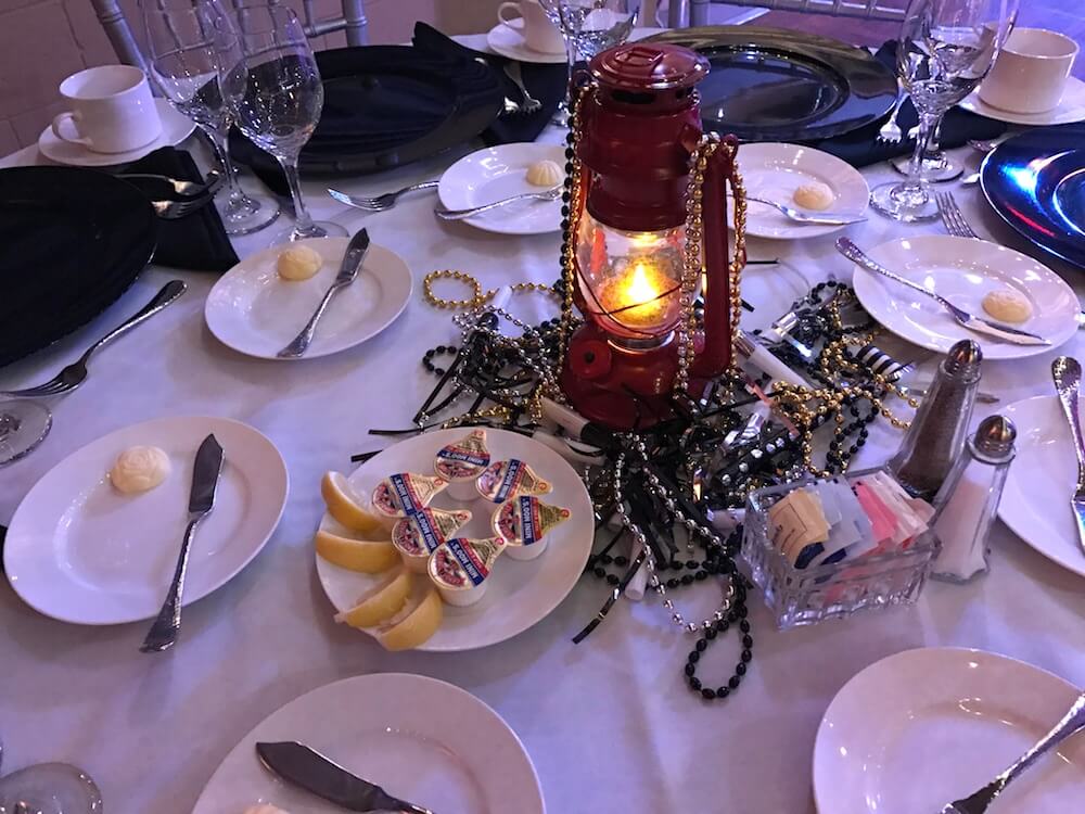 Appropriate centerpieces.
