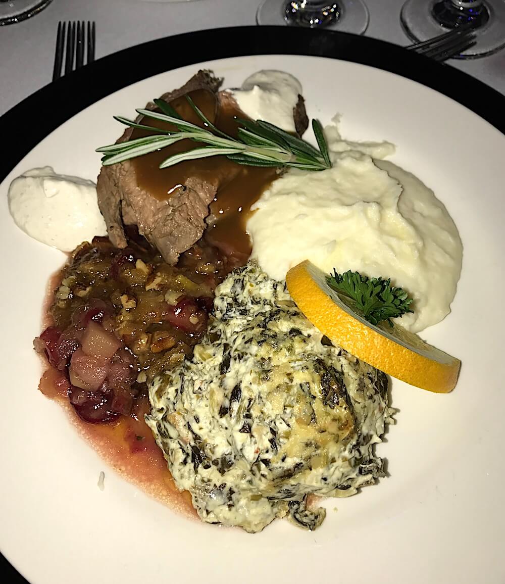 The entree was great. But the best thing on the plate was what was described as "Bette's famous cranberry bake." It's at the left under the steak and it was fantastic.