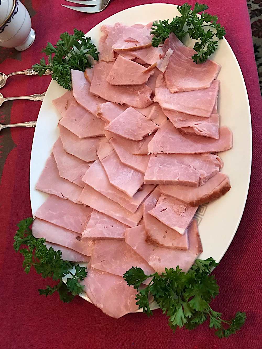 Ham was a perfect accompaniment. We also had fruit, and grits and gravy.
