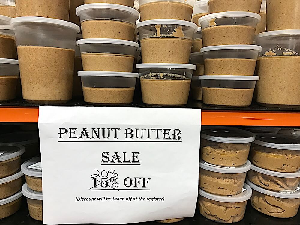 Natural peanut butter was on sale.