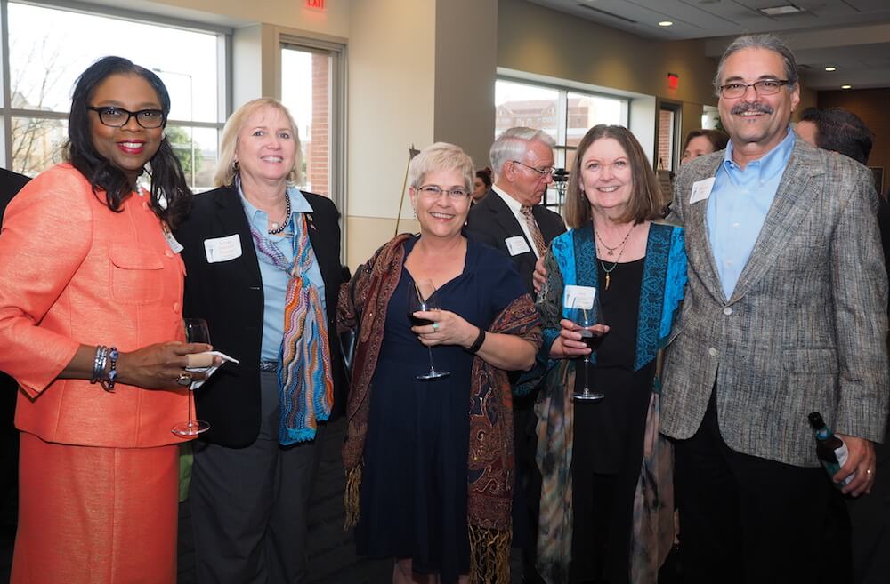 From left, County Commissioner Evelyn Gill, state Sen. Becky Massey, Kim Trent, Wayne Davis, Gay Lyons and Michael Gill.