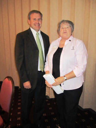 dunn-clare1 State Rep. Bill Dunn chats with Clare Crawford after the meeting.
