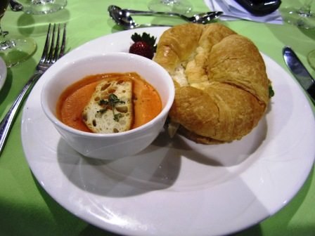 entree The Convention Center did a great job with the food,which was perfect for a "ladies' lunch:" tomato basil soup and chicken salad served on a croissant.