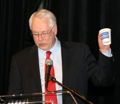 Alan shows a cup left from Bill Haslam's first political campaign.