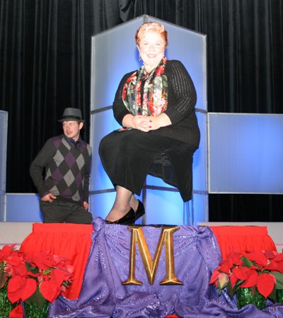 Mickey had to sit on this chair in the center of the stage. Hahaha!