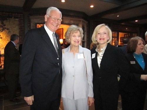 trouts-and-guest-of-honor Monroe and Sandra Trout pose with PBS CEO Paula Kerger, right.