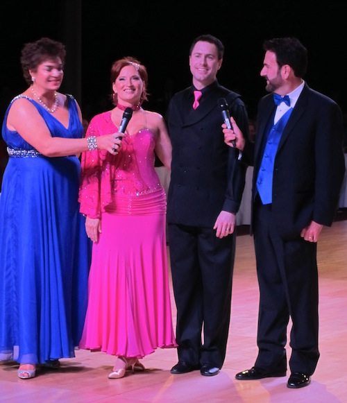 witcher-interview-2 Kim Hansard, far left, and Frank Murphy, far right, of sponsor Star 102.1, interviewed the contestants after each performance.