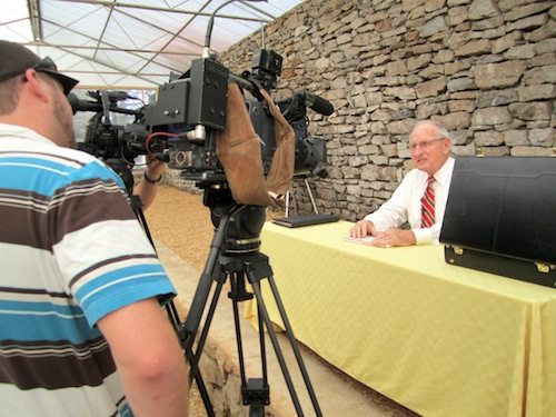 dooley-gives-interview Before his speech, Dooley gave interviews to local TV stations.