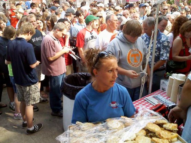 biscuitfest2 This is a shot Christine took of the mob scene at one of the booths.