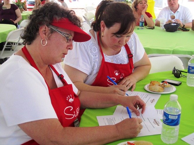 skillet-sisters-judging1 My friend Mary Constantine, left, and her fellow "Sister of the Skillet" Jennifer Alexander were judges of the children's bake-off. Tough job!