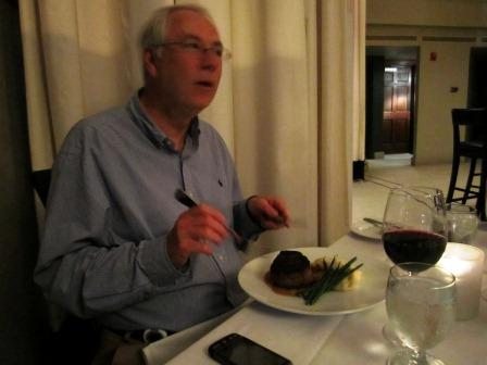 alan-and-his-filet Alan digs in to his filet mignon.