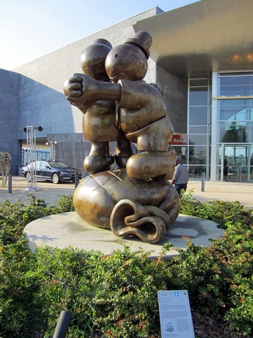 sculpture We found this sculpture interesting outside the Hunter. The two figures are dancing on a bag of money.