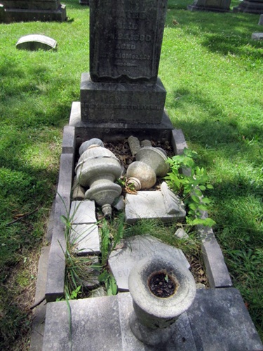 vandalism Resources are scarce to repair damaged tombstones. Many of the families no longer live here.