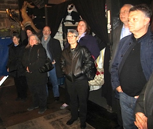 backstage-at-lion-king Here we are listining to our guide, Kathryn Rohe, talk about the sets and costumes.