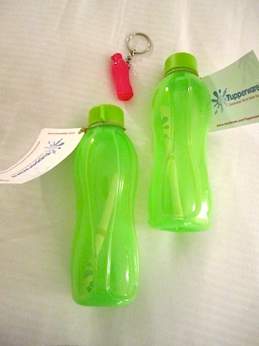 real-bottles See? Here are our free water bottles. And a water bottle key chain. Hmm.