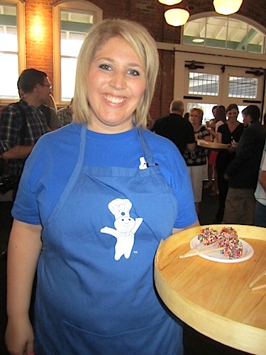 pillsbury Laura Johnson of Pillsbury was passing out an interesting dessert concoction that started with a honey glazed biscuit.
