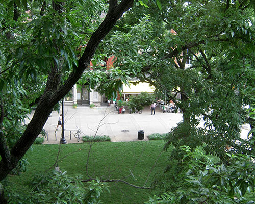 dscn0161 I especially liked the view of Market Square from the main room because the beautiful trees added a feeling of privacy between you and the hustle and bustle of the square below.