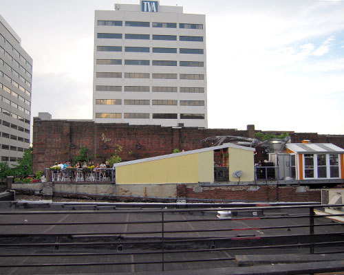 dscn0273 From the rooftop, you can see folks enjoying a cold beer on the top level of Preservation Pub – the Moonshine Roof Garden.