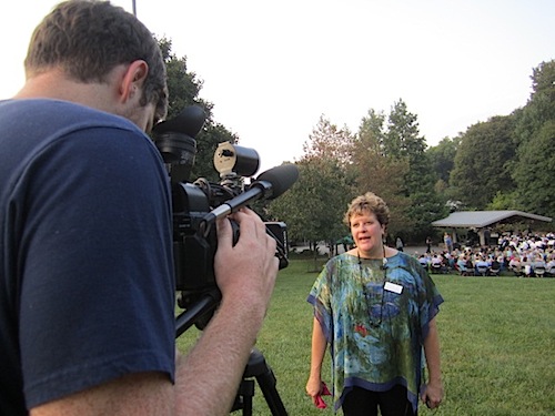 mary-thom-on-air Mary Thom Adams of Ijams gives an interview to WATE-TV.