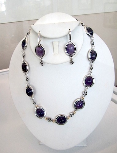 royal-amethyst Maybe you'd prefer jewelry? There is plenty here. These royal amethyst earrings and necklace were produced by Asheville artist Mia Katrin.