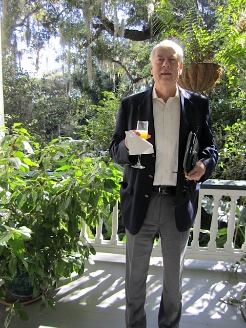 We were greeted with mimosas upon our arrival at Albania. Here's Alan Carmichael with his.