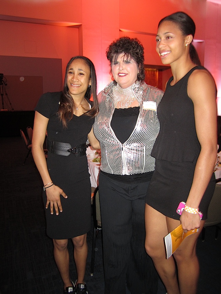 Traci Smith, center, with Lady Vol basketball players Meighan Simmons, left, and Isabelle Harrison