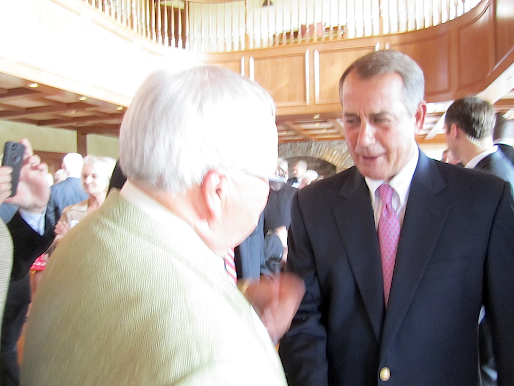 Speaker Boehner greets dentist William Powell.
