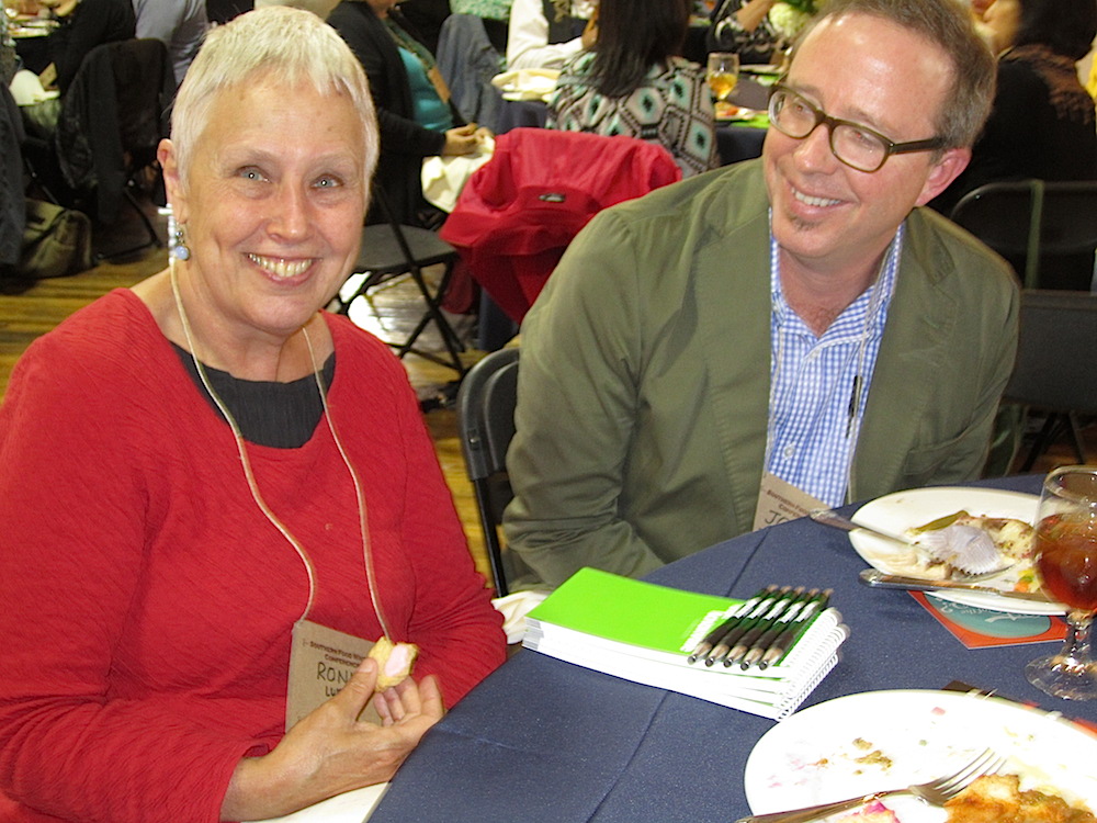 John T. Edge, right, with writer and cookbook author Ronni Lundy during lunch at The Emporium during the first day of the Southern Food Writing Conference.
