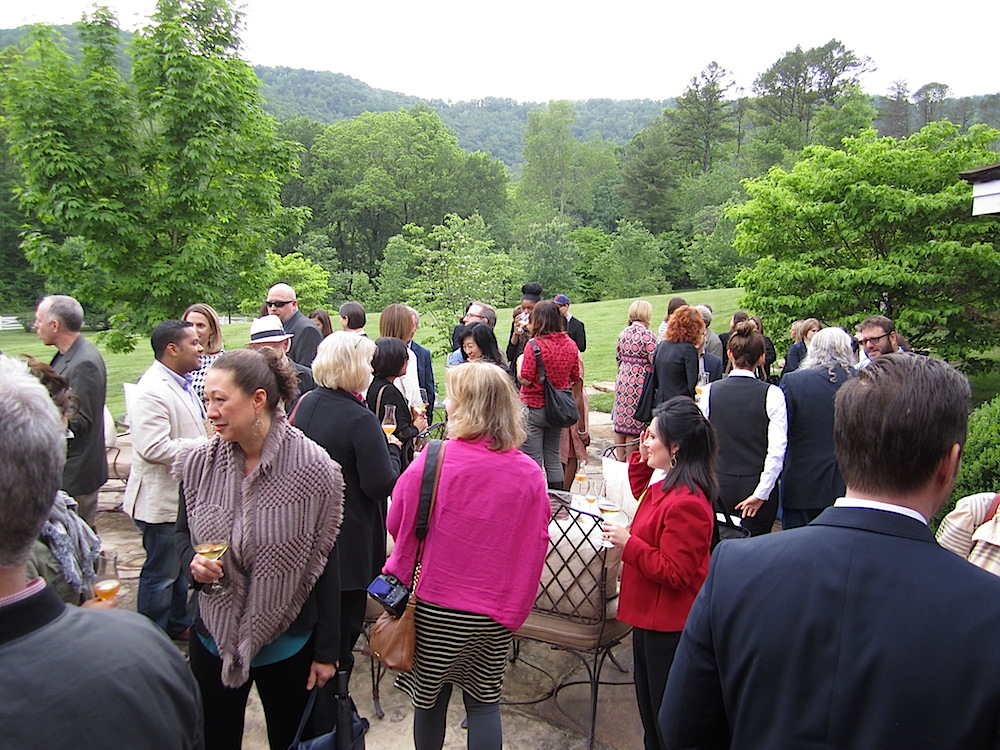 The cocktail crowd enjoyed the scenery.