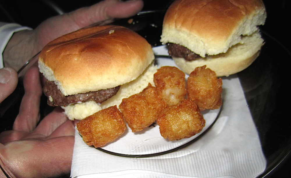 Tater tots and sliders were brought out (among other things).