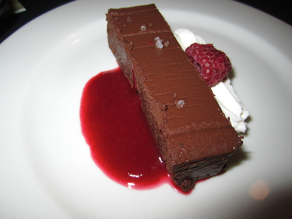 Dessert was something deeply chocolate.