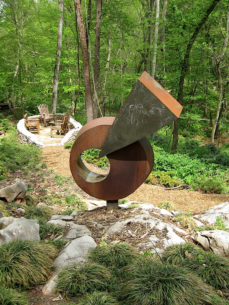 I was surprised to learn that this sculpture is by my friend, attorney Jim Paris. Solomon saw it when it was in Krutch Park as part of Dogwood Arts Festival's "Art in Public Places" program.
