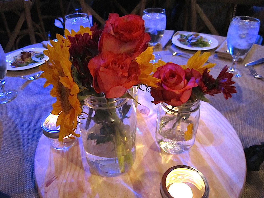 The centerpieces were perfect for the casual bluegrass vibe.