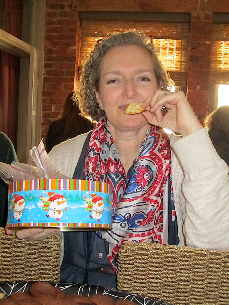 Julia Bentley sampling the wares.