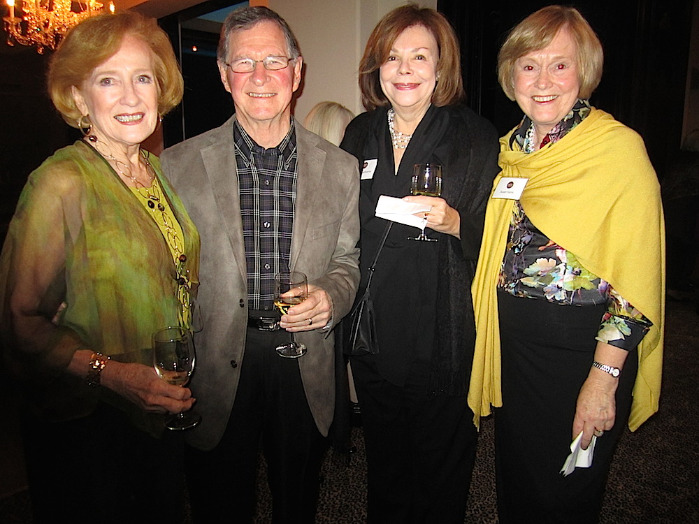 These museum trips always start with a reception at the hotel. Here are, from left, Melanie and Tom Wood, Susan Hawthorne and Susan Harris.