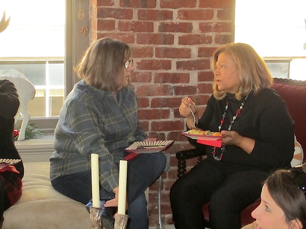 Sara Rose, left, and Phyllis Nichols seem rather intense.