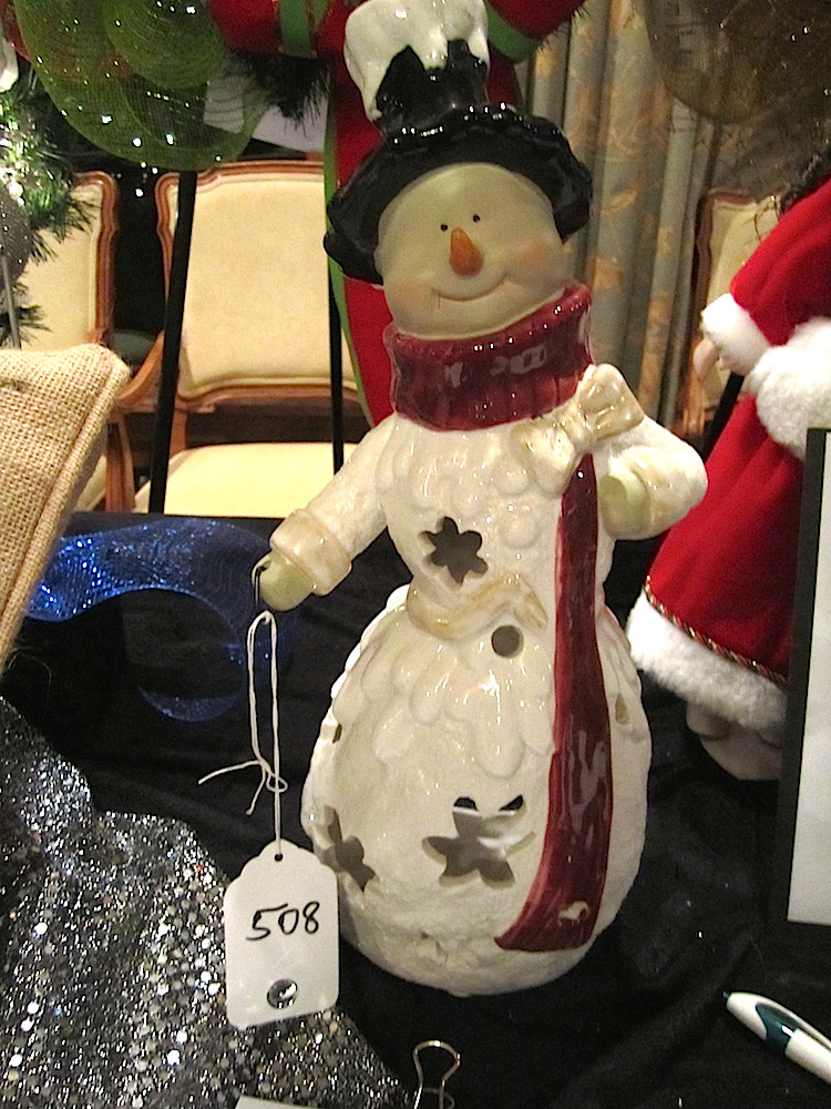 In addition to jewelry, silent auction items included whimsical seasonal decorations like this cute snowman.