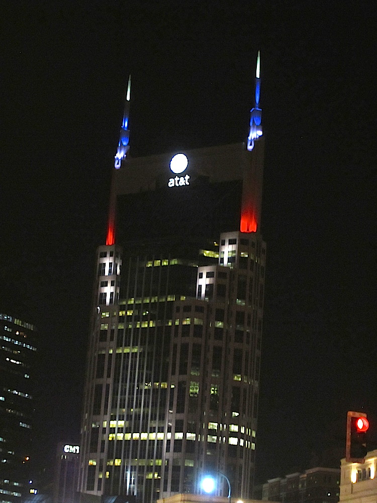 The so-called "Batman Building" -- actually the AT&T Tower -- was red, white and blue in honor of the weekend's inauguration festivities.