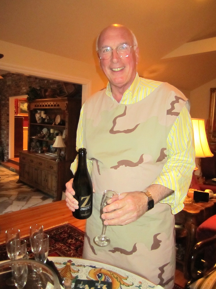 Richard Bryan cracked us up by welcoming us in his camoflauged apron with a glass of proseco. 