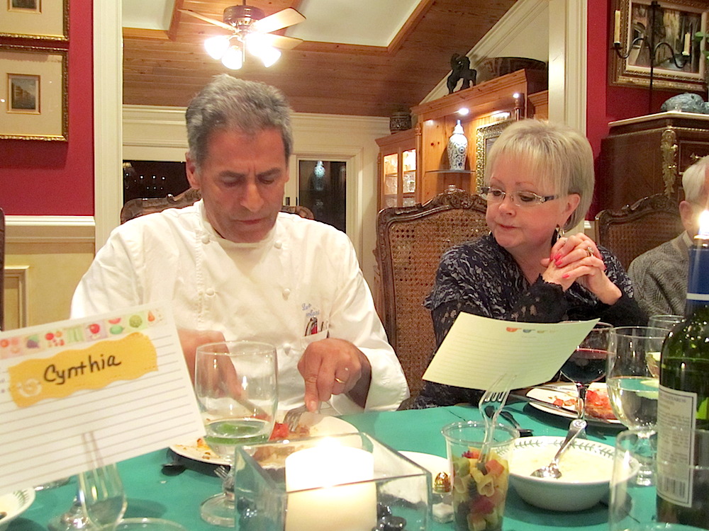 Chef Luciano and Sharon at the dinner table.
