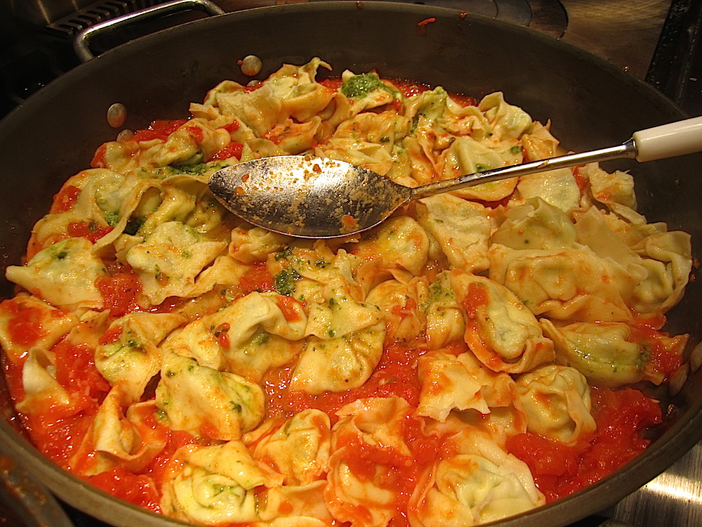 After being boiled, they were tossed with excellent homemade tomato sauce.